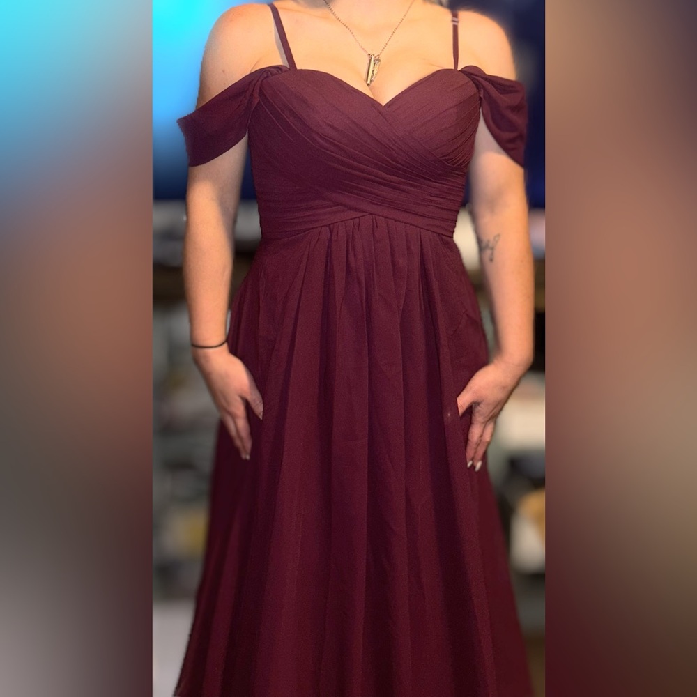 Elegant Burgundy Off-Shoulder Dress